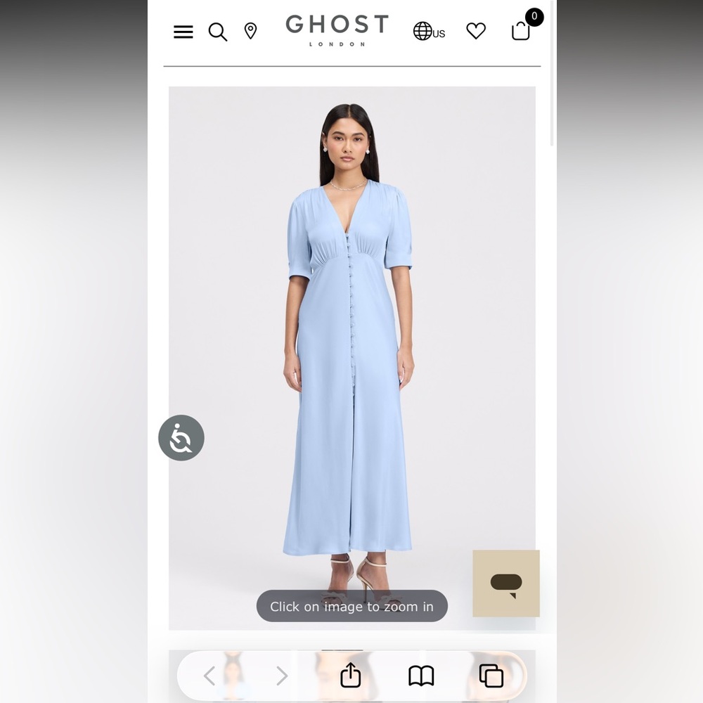 Ghost London Madison Button Through Satin Midi Dress